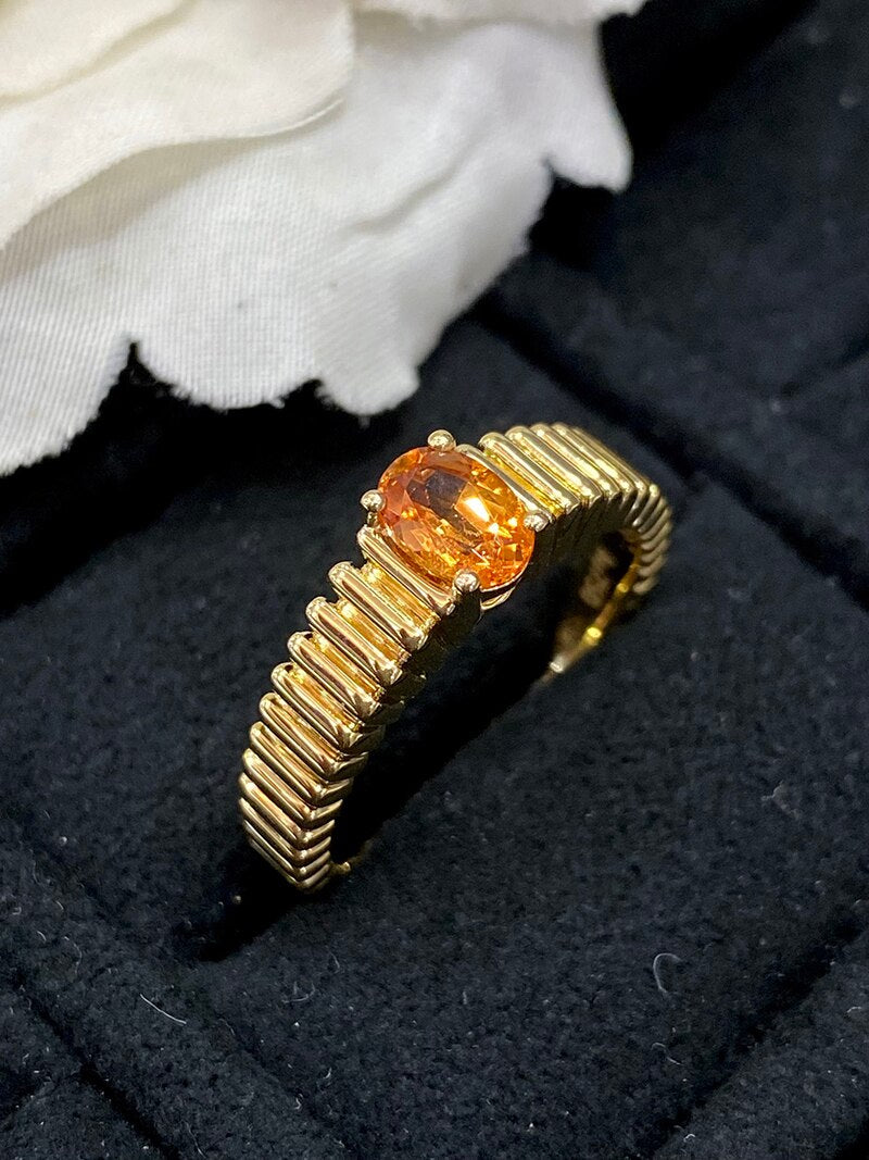 18K Yellow Gold Spessartite Ring for Women