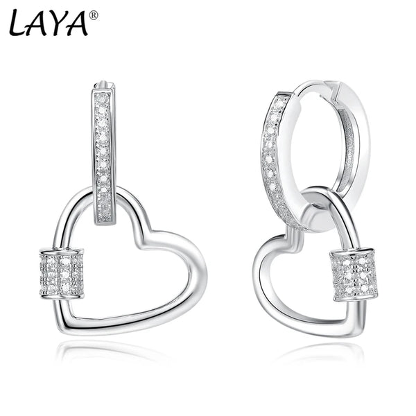 925 Sterling Silver Love Heart Shape Zircon Huggie Earrings for Women