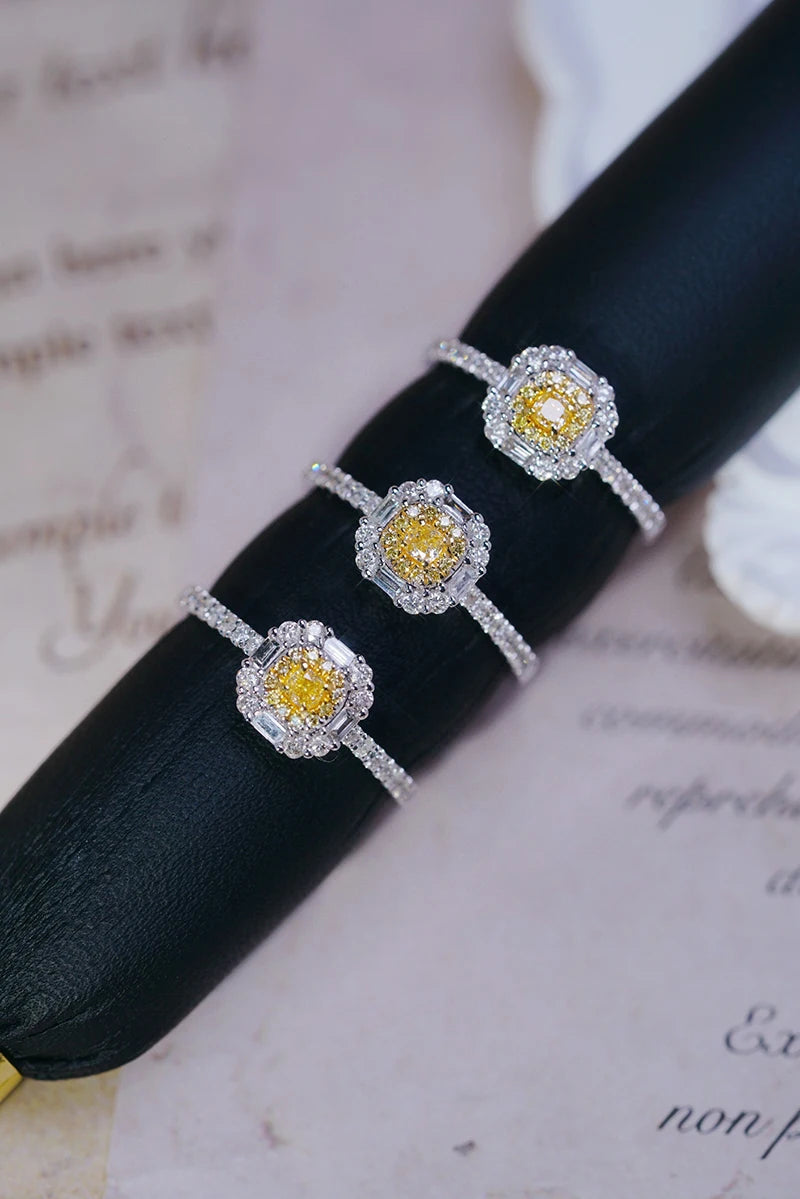 18K White Gold 0.40 ctw Yellow Diamond Engagement Ring for Women