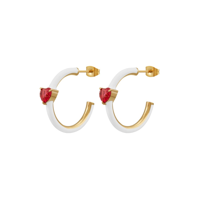 Enfashion Aros Drip Oil Heart Hoop Earrings Gold Color Stainless Steel Hoops Earings For Women Fashion Jewelry Party E231512