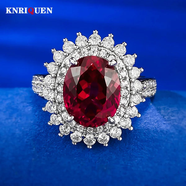 Sterling Silver Blood Red Ruby Ring for Women