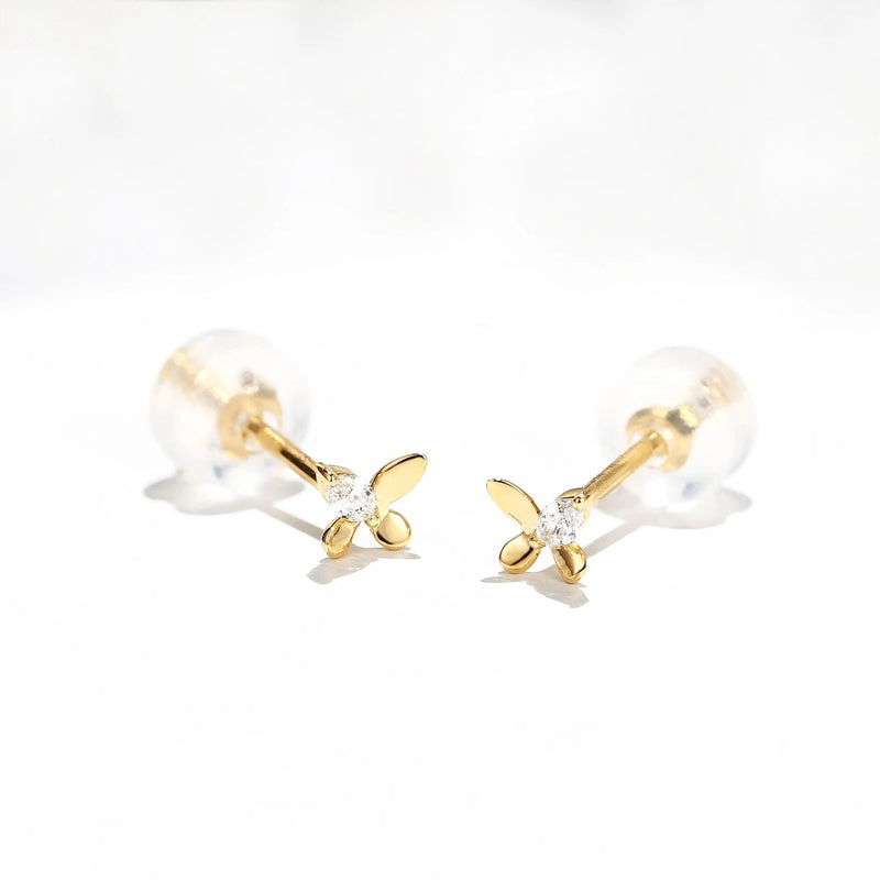 18k Yellow Gold Moissanite Butterfly Earrings for Women