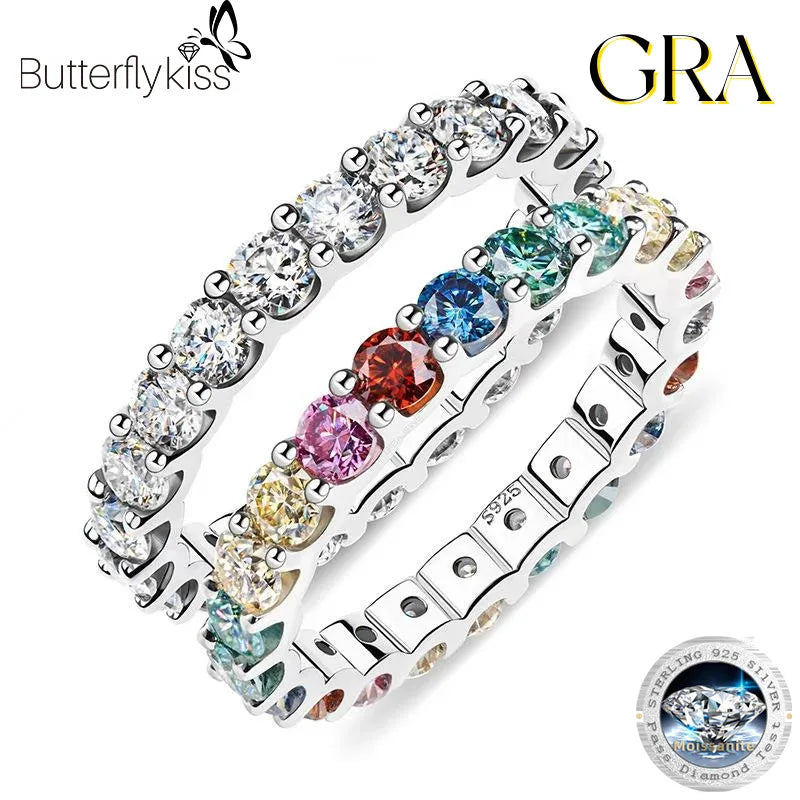 925 Sterling Silver 3ctw Moissanite Stackable Rings For Women