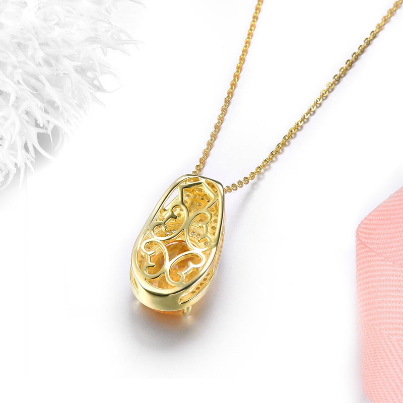 Yellow Gold Plated Sterling Silver Citrine Pendant for Women