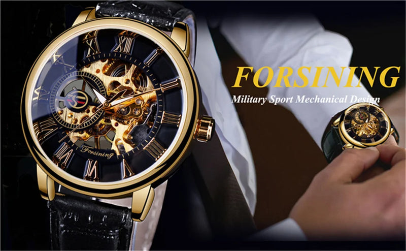 Skeleton Mechanical Hand Wind Watch with Tourbillion for Men