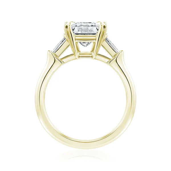 14K Yellow Gold Over Silver 2.60ct Emerald Baguette Cut 3-Stone Engagement Ring for Women