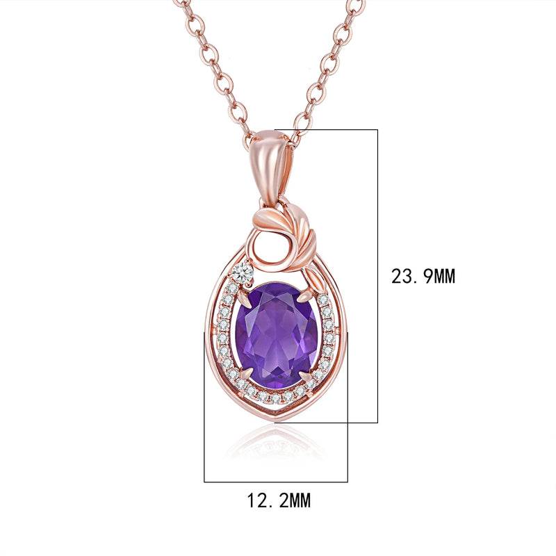 925 Sterling Silver Amethyst Blue Topaz Pendant Necklace for Women