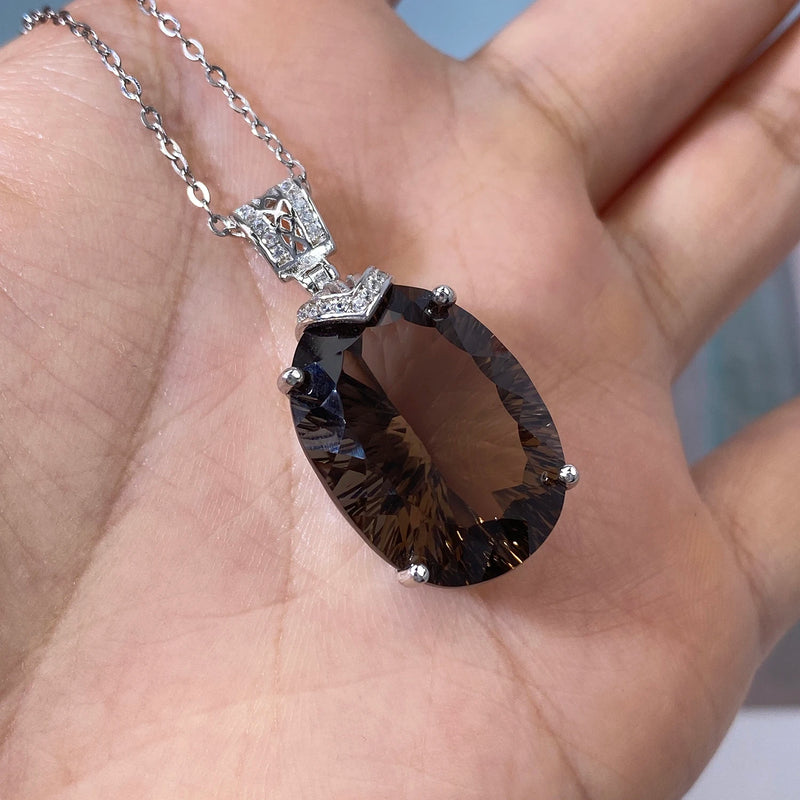 925 Sterling Silver Smoky Quartz Necklace for Women