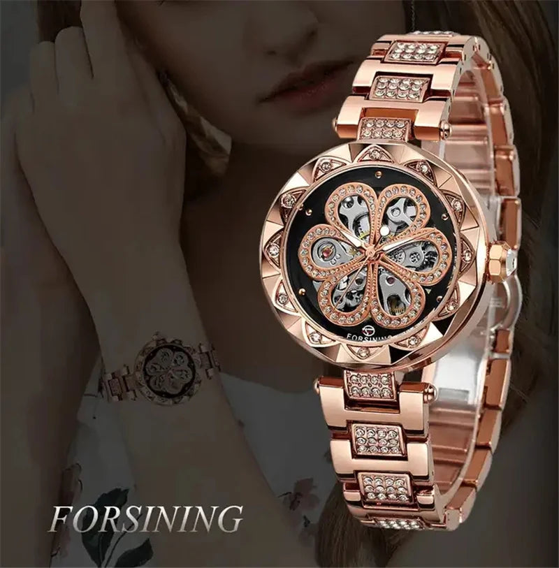 Stainless Steel Flower Swiss-Made Watch for Lady