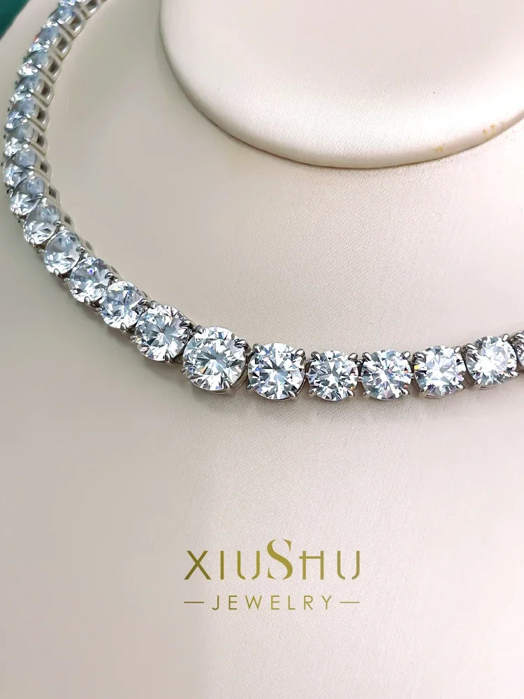 925 Sterling Silver High Carbon Diamond Necklace for Women