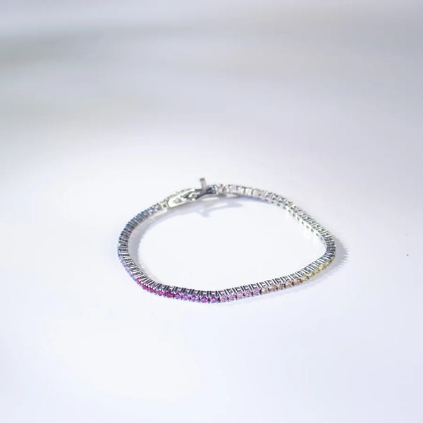 Silver 925 Rainbow Tennis Bracelet for Woman