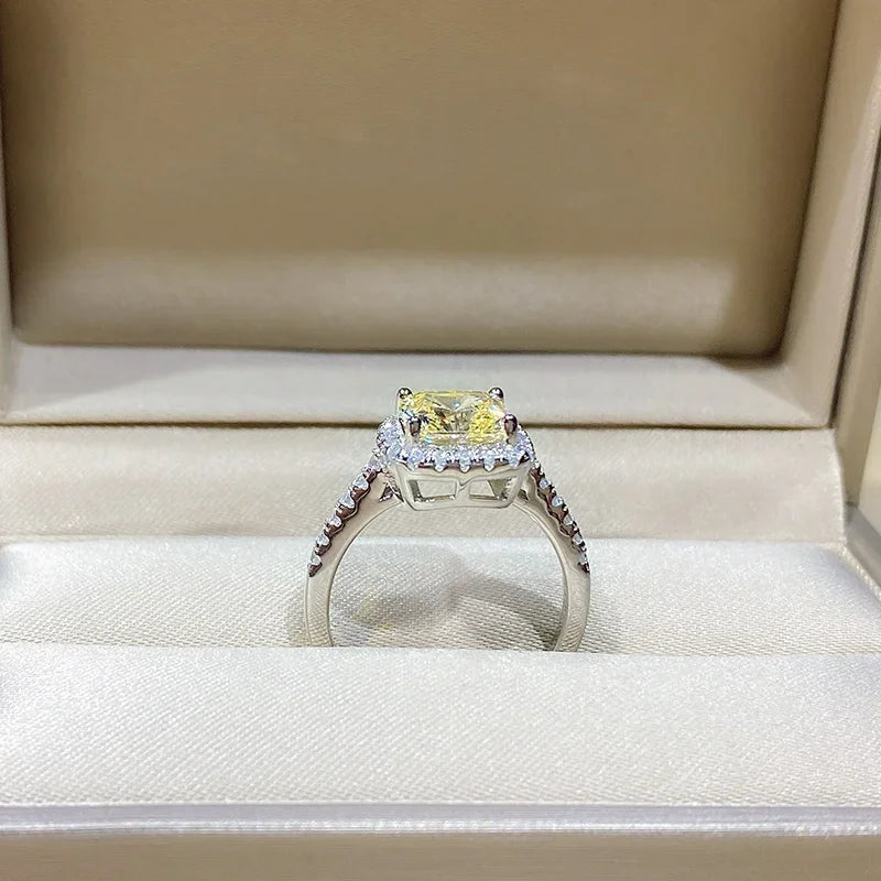 925 Silver Princess Square Diamond Ring