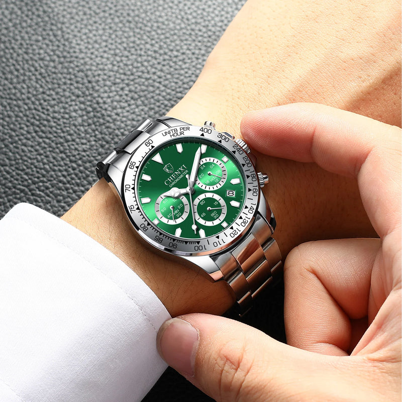 Stainless Steel Chronograph Sport Watch for Men