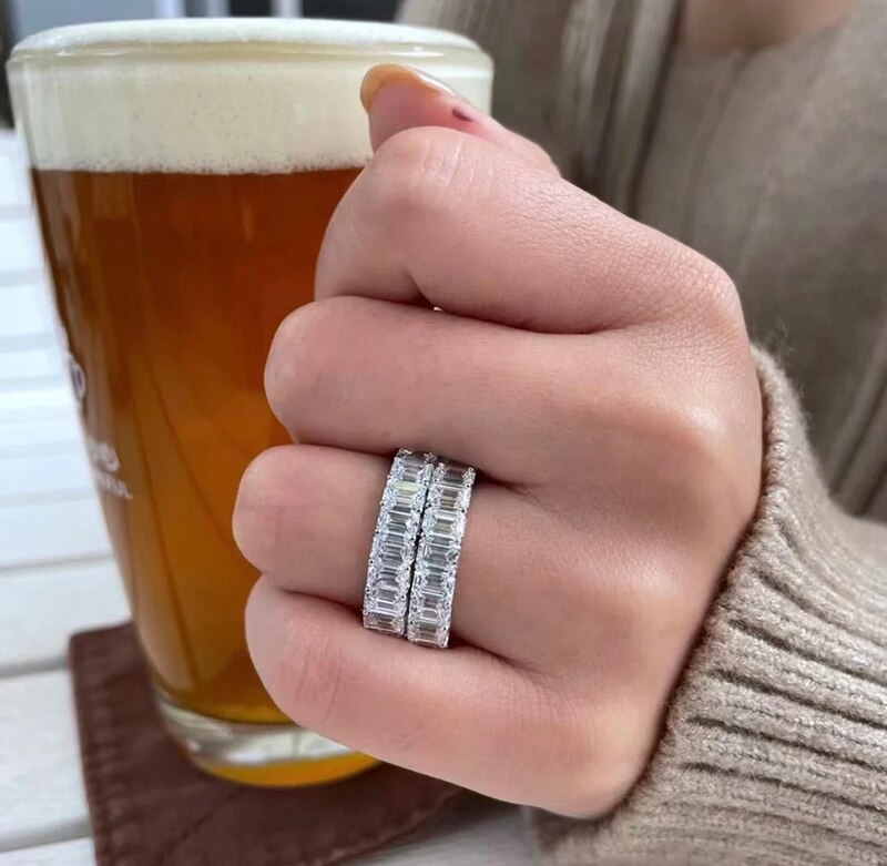 18K White Gold Real Diamond Shape Ring for Women