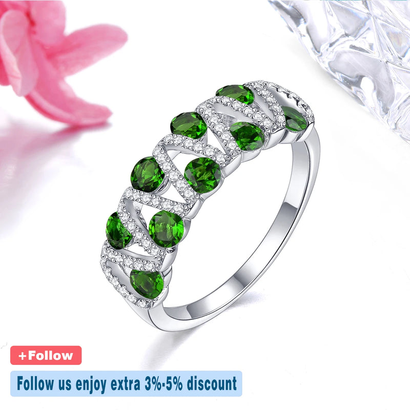 Sterling Silver 1.50 Carat Chrome Diopside Ring for Women