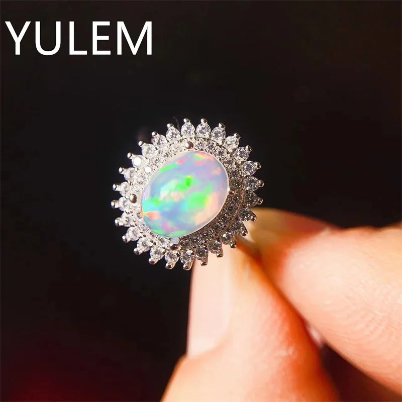 Sterling Silver Natural Opal Ring for Woman