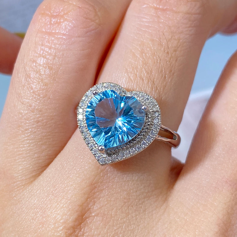 Sterling Silver Blue Topaz Ring for Women