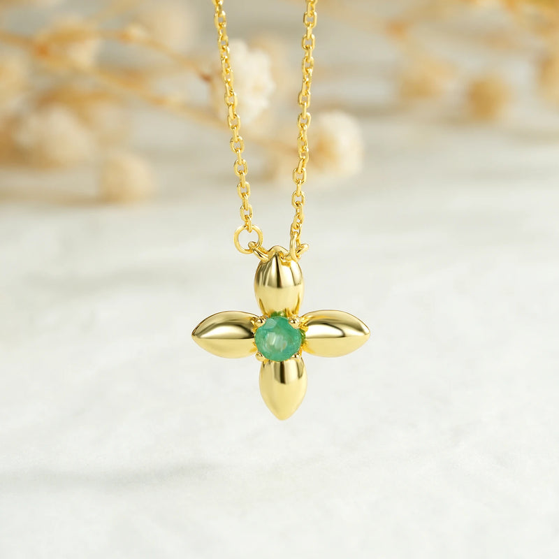 18K Gold Plated Sterling Silver Flower Pendant Necklace for Women