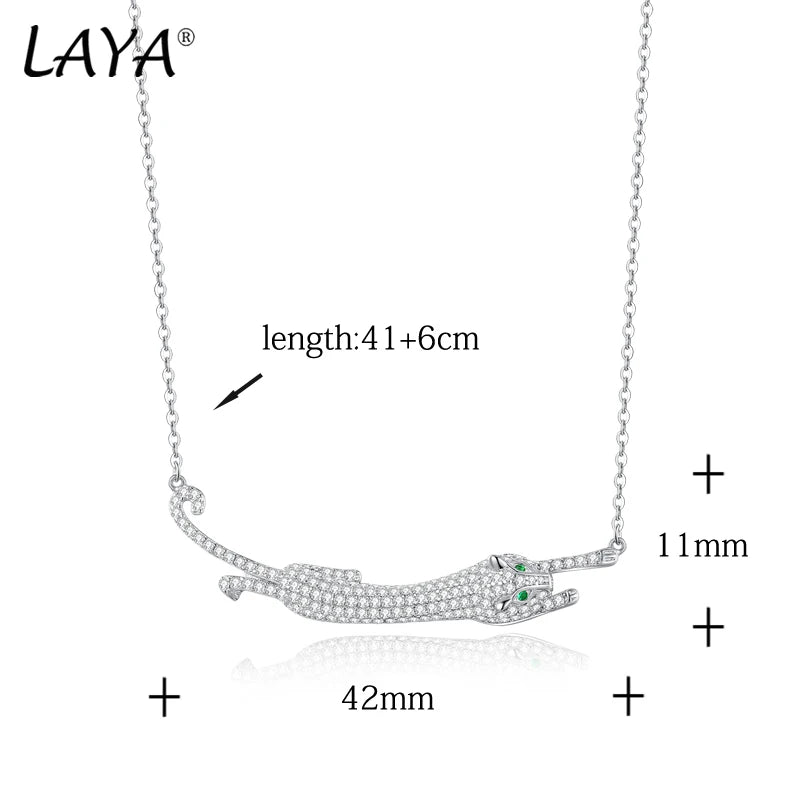 925 Sterling Silver Leopard Necklace with Sparkling Zircon for Women