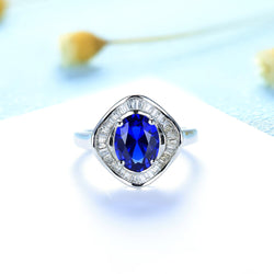 Sterling Silver Oval Sapphire Ring for Women