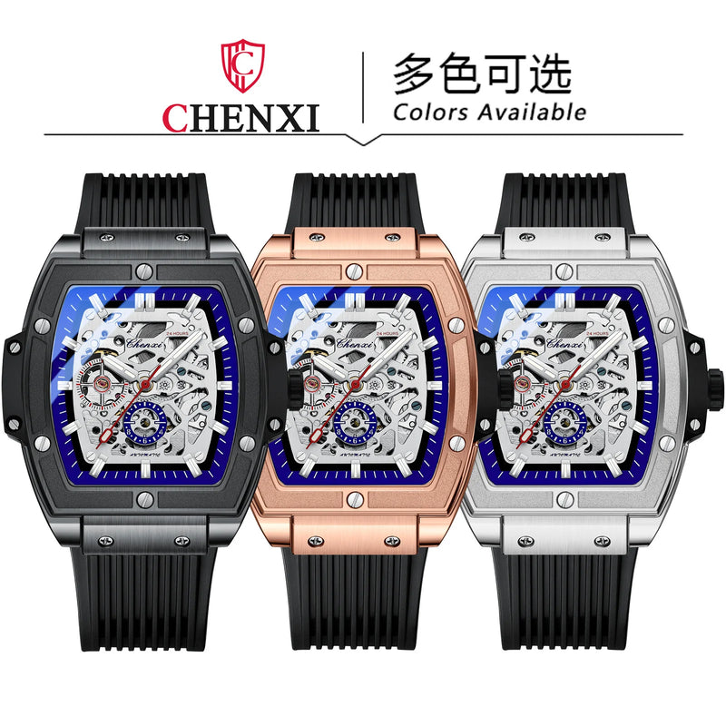 Stainless Steel Silicon Square Luminous Men's Watch