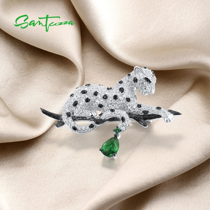 925 Silver Leopard Brooch for Women