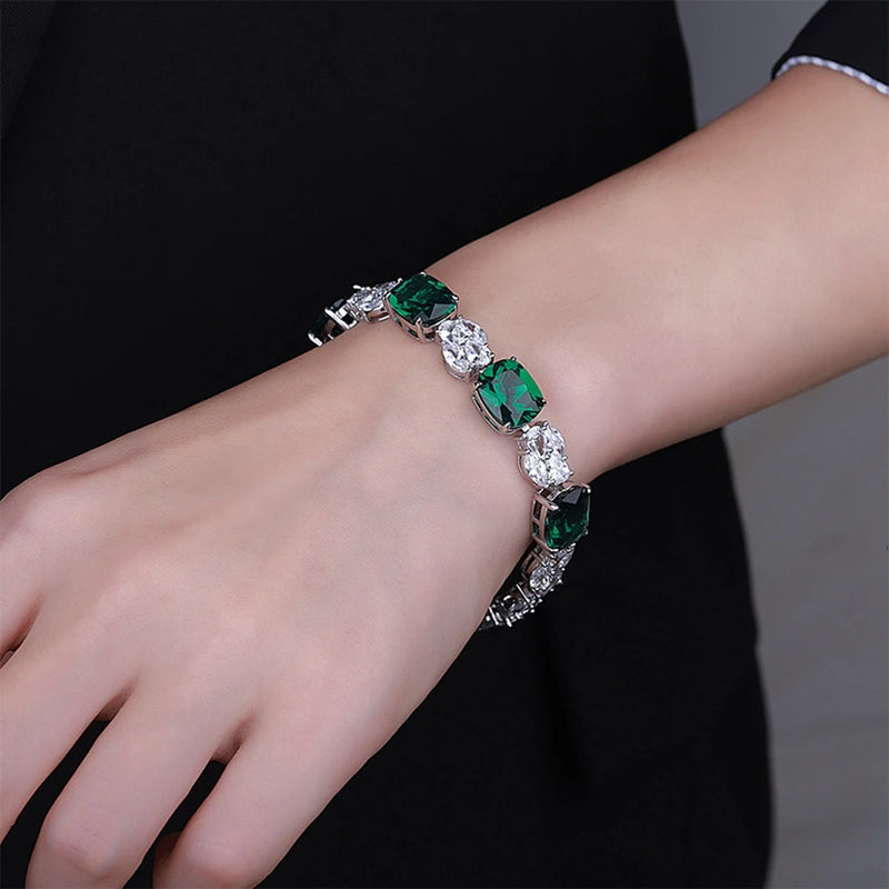 925 Sterling Silver Emerald Ruby Sapphire Diamond Gemstone Bracelet for Women