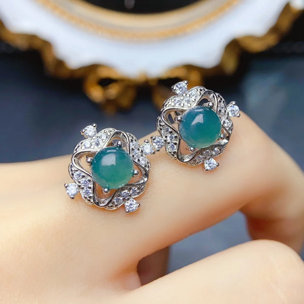 sterling silver 6mm emerald earrings for women