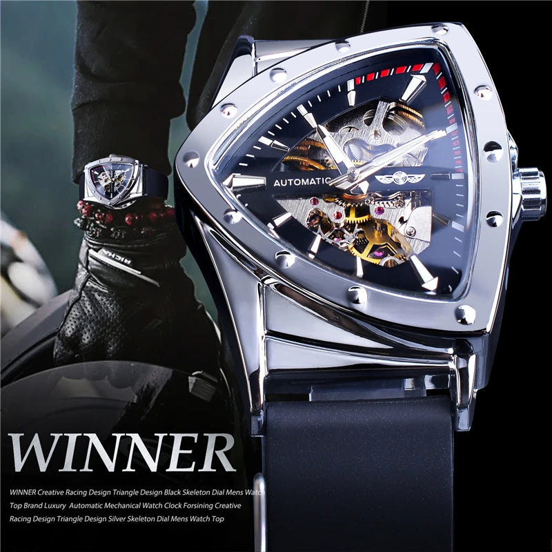 Stainless Steel Transparent Skeleton Wrist Watch for Men