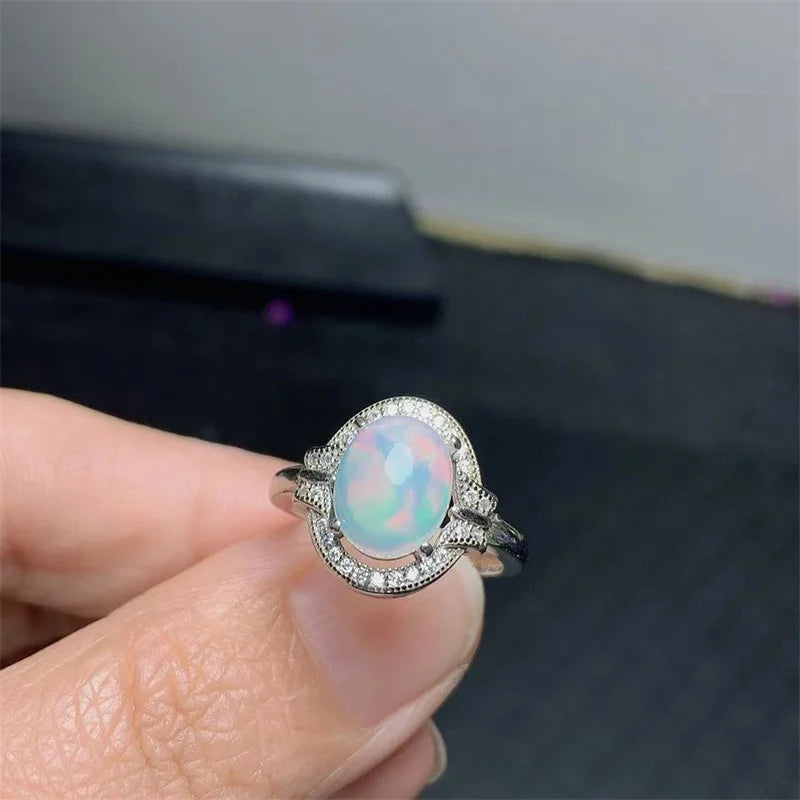 Sterling Silver 925 Opal Ring for Women