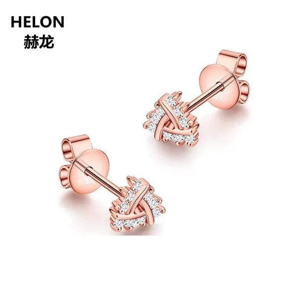 14k Rose Gold Cubic Zirconia Stud Earrings for Women