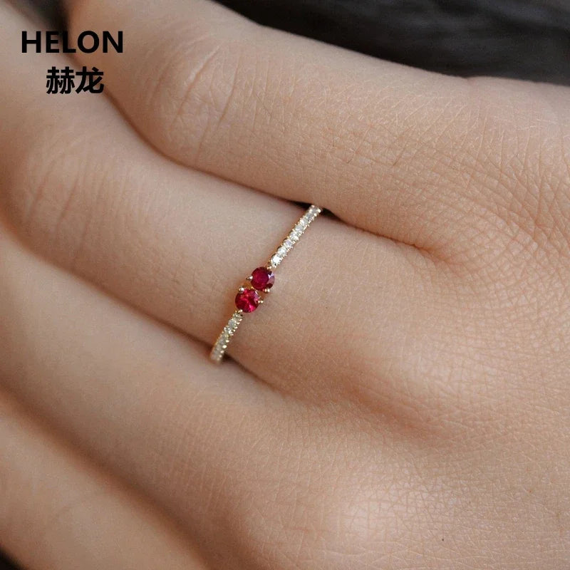 14k White Gold Natural Diamonds 0.50ctw Ruby Engagement Ring for Women