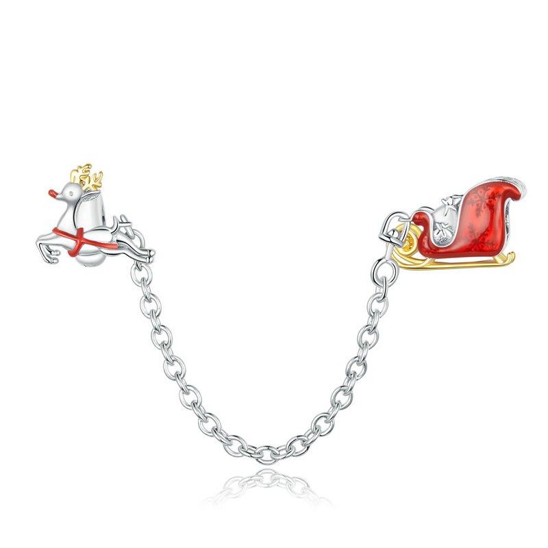 Sterling Silver Luminous Santa Claus Charm Beads Bracelet for Women