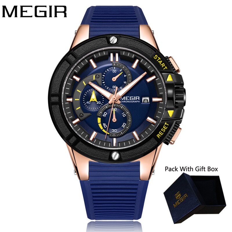 Stainless Steel Rubber Chronograph Watch for Men