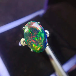 Sterling Silver Black Opal Ring, 0.50 Carat for Women