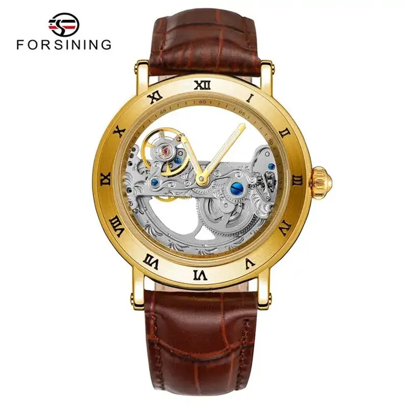 Stainless Steel Transparent Dial Mechanical Watch for Men