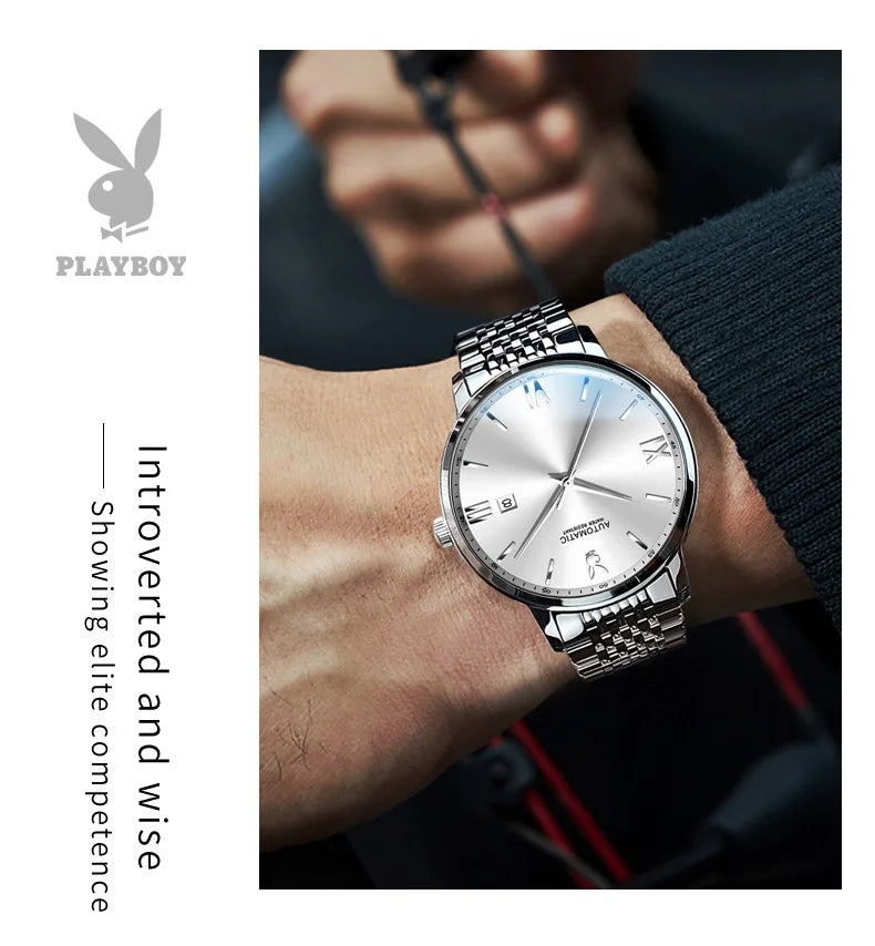 Stainless Steel Automatic Mechanical Watch for Men