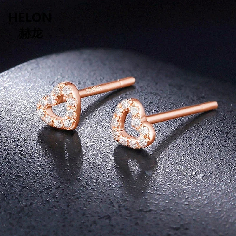 14k Rose Gold Natural Diamond Stud Earrings for Women