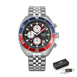 Stainless Steel Quartz Chronograph Wristwatch for Men