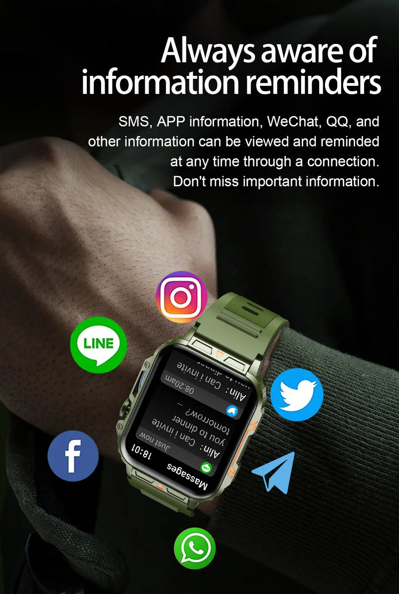 Smartwatch with 1.95 Inch Screen, Health Monitoring, IP68 Waterproof, Suitable for Men and Women