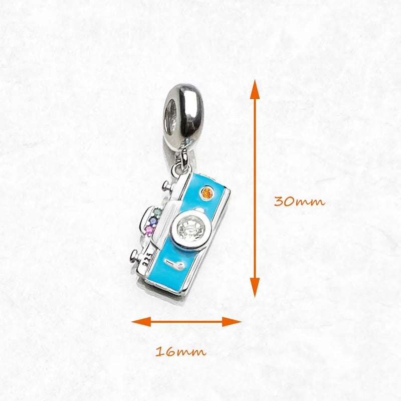 925 Sterling Silver Retro Camera Pendant Charm for her