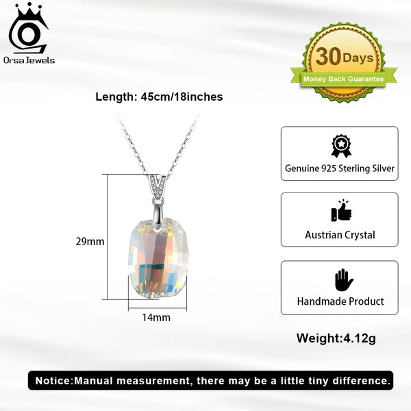 925 Sterling Silver Austrian Crystal Pendant Necklace for Women