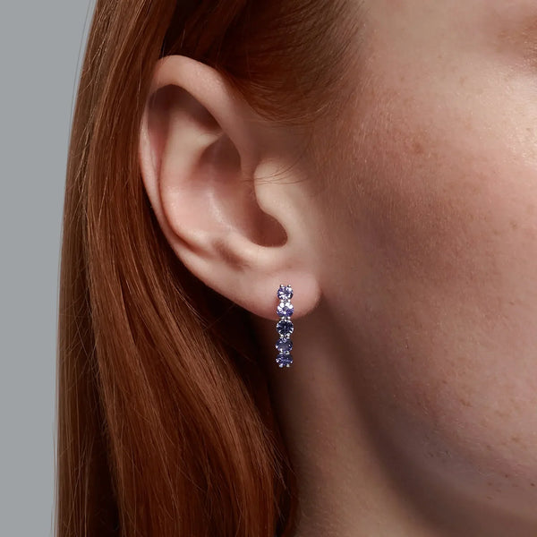 925 Sterling Silver Tanzanite Round Earrings for Women