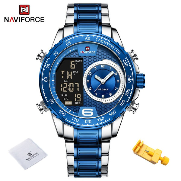 Stainless Steel Chronograph Digital Quartz Watch for Men