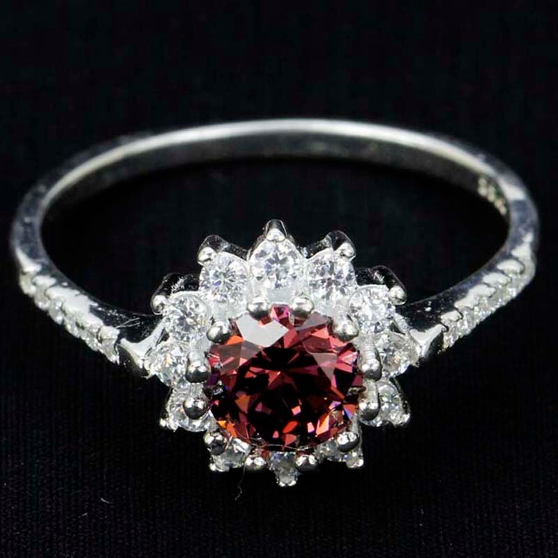 925 Sterling Silver 2.6ctw Ruby Topaz & CZ Ring for Women