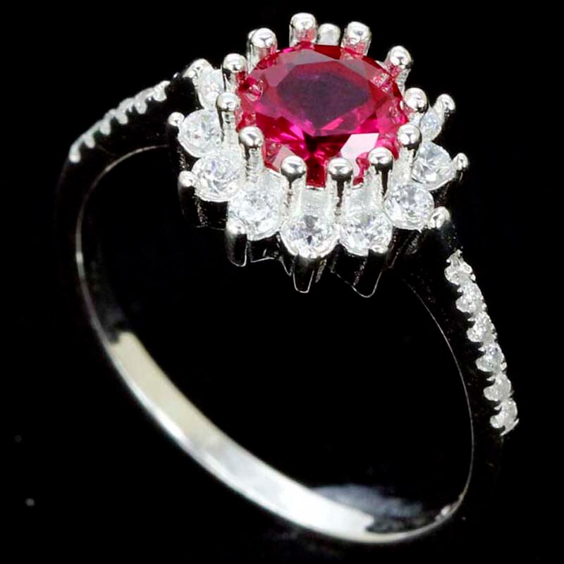 925 Sterling Silver 2.6ctw Ruby Topaz & CZ Ring for Women