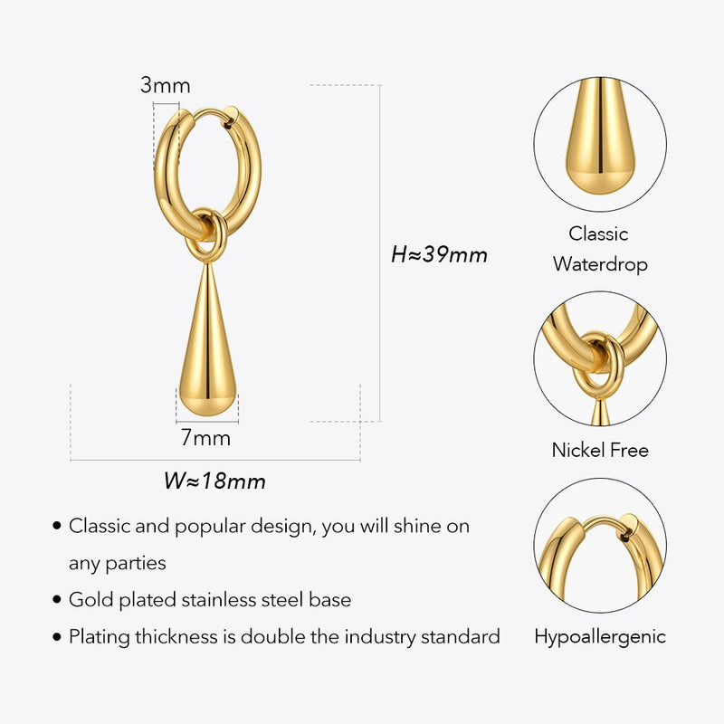 ENFASHION Gold Color Waterdrop Dangle Earrings for Women Drop Earings Stainless Steel Fashion Jewelry Party Pendientes E211340