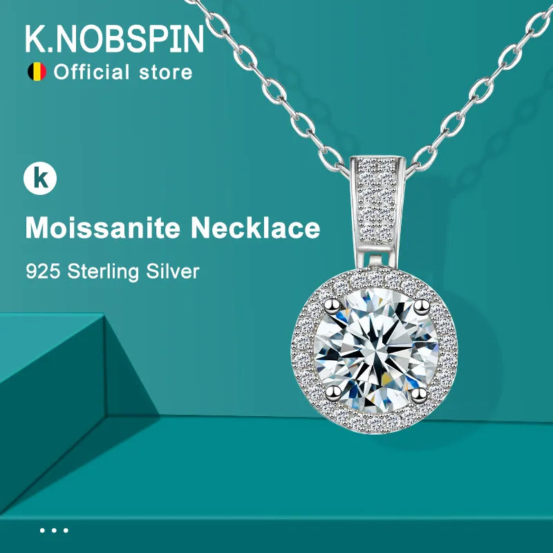 925 Sterling Silver Moissanite Pendant Necklace for Women