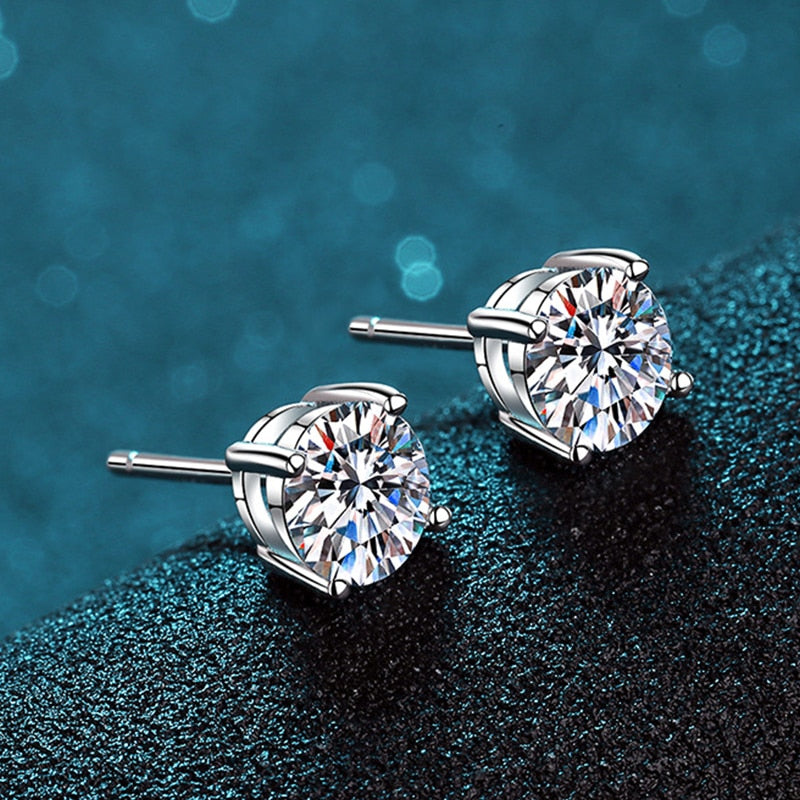 925 Sterling Silver 2.00ct Moissanite Stud Earrings for Women