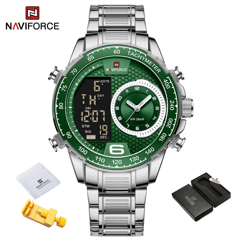 Stainless Steel Chronograph Digital Quartz Watch for Men